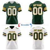 Custom Green White-Gold Reversible Double Side Authentic Football Jersey