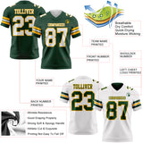 Custom Green White-Gold Reversible Double Side Authentic Football Jersey
