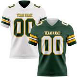 Custom Green White-Gold Reversible Double Side Authentic Football Jersey