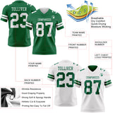Custom Kelly Green-White Reversible Double Side Authentic Football Jersey