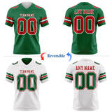 Custom Kelly Green Red-White Reversible Double Side Authentic Football Jersey