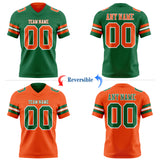 Custom Kelly Green Orange-White Reversible Double Side Authentic Football Jersey