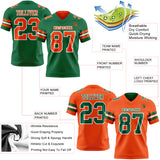 Custom Kelly Green Orange-White Reversible Double Side Authentic Football Jersey