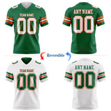 Custom Kelly Green White-Orange Reversible Double Side Authentic Football Jersey