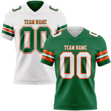 Custom Kelly Green White-Orange Reversible Double Side Authentic Football Jersey