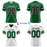 Custom Kelly Green Black-White Reversible Double Side Authentic Football Jersey