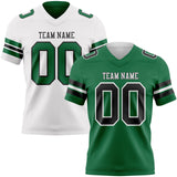 Custom Kelly Green Black-White Reversible Double Side Authentic Football Jersey