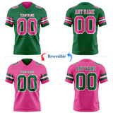 Custom Kelly Green Pink-White Reversible Double Side Authentic Football Jersey