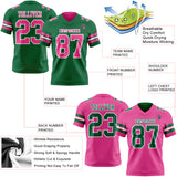 Custom Kelly Green Pink-White Reversible Double Side Authentic Football Jersey
