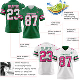 Custom Kelly Green White-Pink Reversible Double Side Authentic Football Jersey
