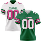 Custom Kelly Green White-Pink Reversible Double Side Authentic Football Jersey