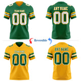 Custom Kelly Green White-Gold Reversible Double Side Authentic Football Jersey