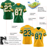 Custom Kelly Green White-Gold Reversible Double Side Authentic Football Jersey