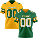 Custom Kelly Green White-Gold Reversible Double Side Authentic Football Jersey