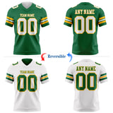 Custom Kelly Green White-Gold Reversible Double Side Authentic Football Jersey