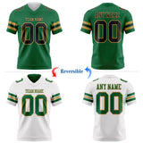 Custom Kelly Green Black-Old Gold Reversible Double Side Authentic Football Jersey