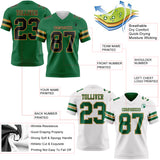 Custom Kelly Green Black-Old Gold Reversible Double Side Authentic Football Jersey