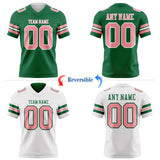 Custom Kelly Green Medium Pink-White Reversible Double Side Authentic Football Jersey