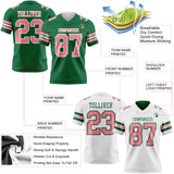 Custom Kelly Green Medium Pink-White Reversible Double Side Authentic Football Jersey