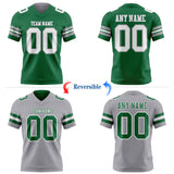 Custom Kelly Green White-Gray Reversible Double Side Authentic Football Jersey