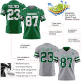 Custom Kelly Green White-Gray Reversible Double Side Authentic Football Jersey