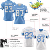 Custom Light Blue-White Reversible Double Side Authentic Football Jersey