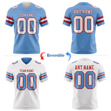 Custom Light Blue White-Red Reversible Double Side Authentic Football Jersey
