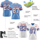 Custom Light Blue White-Red Reversible Double Side Authentic Football Jersey