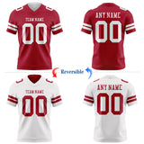 Custom Cardinal-White Reversible Double Side Authentic Football Jersey
