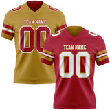 Custom Cardinal White-Old Gold Reversible Double Side Authentic Football Jersey