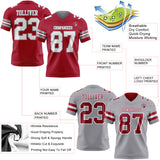 Custom Cardinal White-Gray Reversible Double Side Authentic Football Jersey