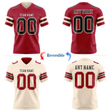 Custom Cardinal Black-Cream Reversible Double Side Authentic Football Jersey