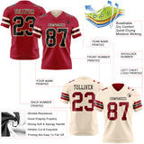 Custom Cardinal Black-Cream Reversible Double Side Authentic Football Jersey