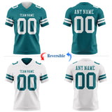 Custom Teal-White Reversible Double Side Authentic Football Jersey