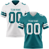 Custom Teal-White Reversible Double Side Authentic Football Jersey