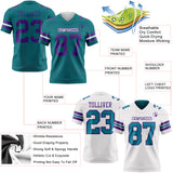 Custom Teal Purple-White Reversible Double Side Authentic Football Jersey