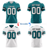 Custom Teal White-Black Reversible Double Side Authentic Football Jersey