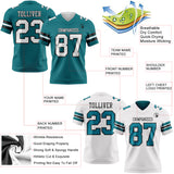 Custom Teal White-Black Reversible Double Side Authentic Football Jersey