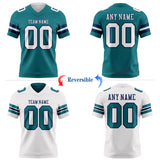Custom Teal White-Navy Reversible Double Side Authentic Football Jersey