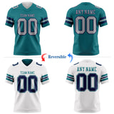 Custom Teal Gray-Navy Reversible Double Side Authentic Football Jersey