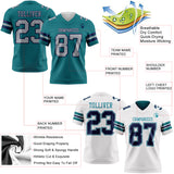 Custom Teal Gray-Navy Reversible Double Side Authentic Football Jersey