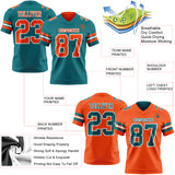 Custom Teal Orange-White Reversible Double Side Authentic Football Jersey