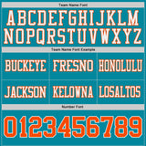 Custom Teal Orange-White Reversible Double Side Authentic Football Jersey