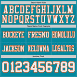 Custom Teal White-Orange Reversible Double Side Authentic Football Jersey
