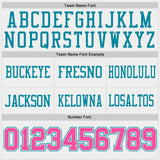 Custom Teal White-Pink Reversible Double Side Authentic Football Jersey