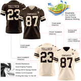 Custom Brown-Cream Reversible Double Side Authentic Football Jersey