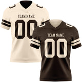 Custom Brown-Cream Reversible Double Side Authentic Football Jersey