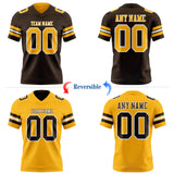 Custom Brown Gold-White Reversible Double Side Authentic Football Jersey