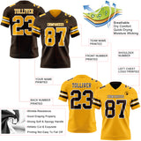 Custom Brown Gold-White Reversible Double Side Authentic Football Jersey