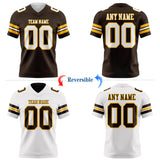 Custom Brown White-Gold Reversible Double Side Authentic Football Jersey